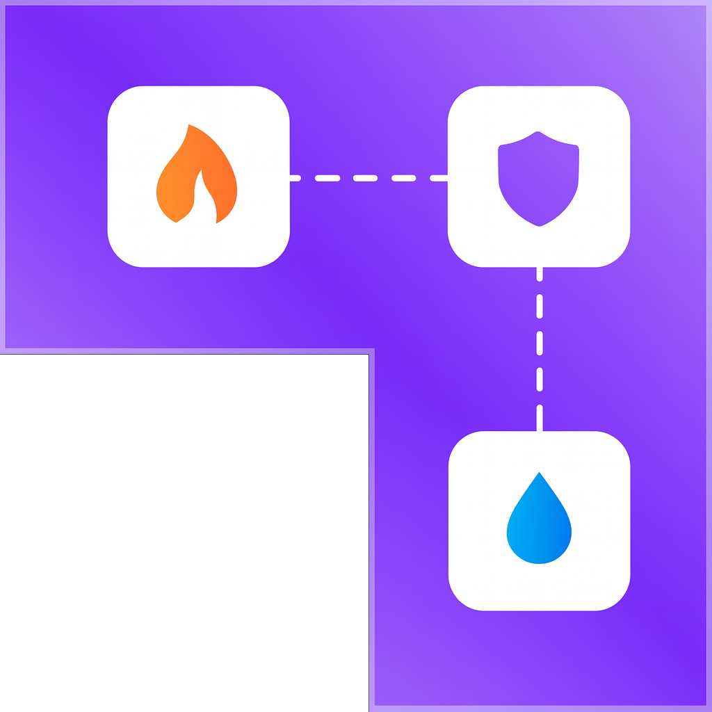 Flamme, Schild, Wasser